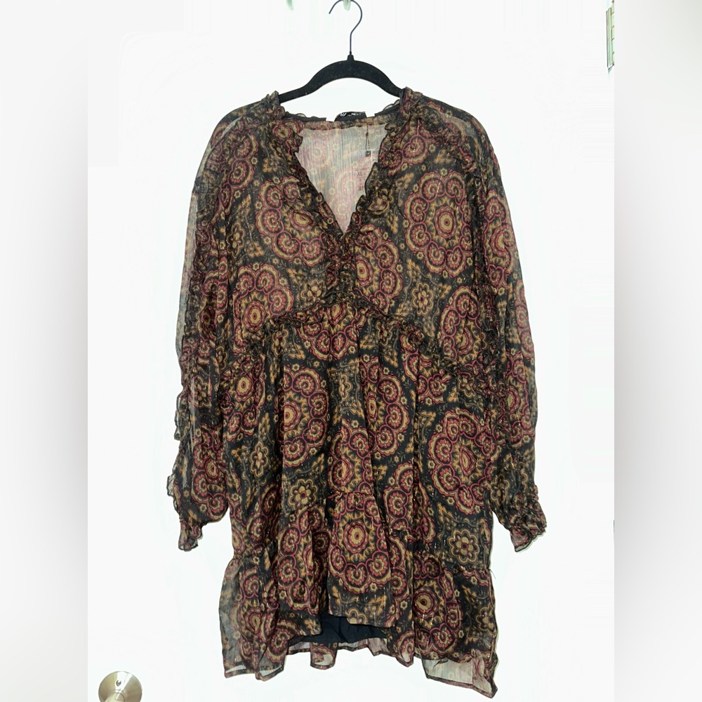 Zara Boho Long Sleeve Minidress - Picture 3 of 5